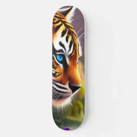 Skateboard Tiger Cub, Fleurs Violettes (Recto)