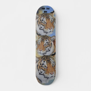 Skateboard tiger grand chat réalité portrait art