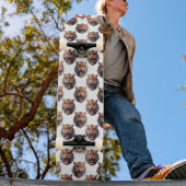 Skateboard Tiger Head Pattern Design - White  