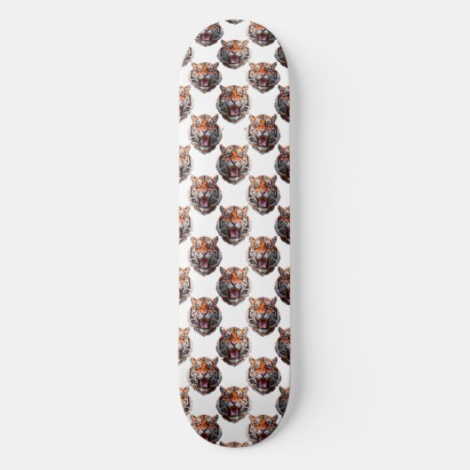 Skateboard Tiger Head Pattern Design - White   (Recto)