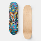 Skateboard Tiger Head Rainbow colors paint stains (Recto)
