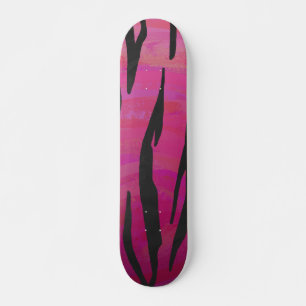 Skateboard Tiger noir et rose chaud