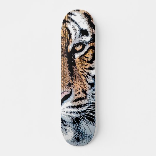 Skateboard Tiger rayures Portrait dans Graphic Press Style (Devant)