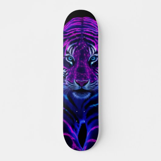 Skateboard Tigre Arístico de Rayas Fucsia  (Devant)
