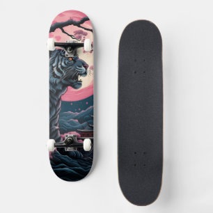 Skateboard Tigre en fleurs de cerisier Art japonais