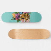 Skateboard Tigre et fleurs (Horz)