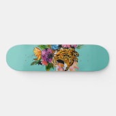 Skateboard Tigre et fleurs (Horz)