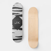 Skateboard Tigre Monogramme noir et blanc (Recto)