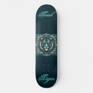 Skateboard Tigre turquoise en Carré rapide aussi