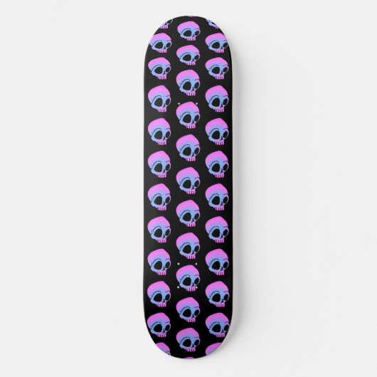 Skateboard Tiny Blue Rose Cartoon Skuls sur noir (Recto)