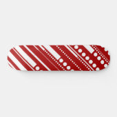 Skateboard Tirets et points rouges et blancs (Horz)