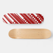 Skateboard Tirets et points rouges et blancs (Horz)