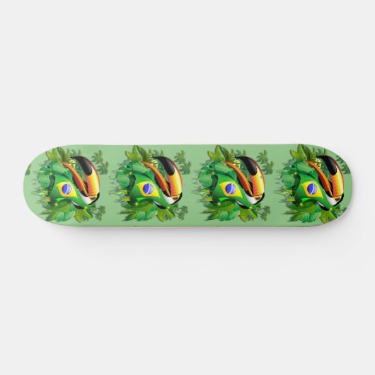 Skateboard Toco Toucan avec Cravate du drapeau brésilien (Horz)