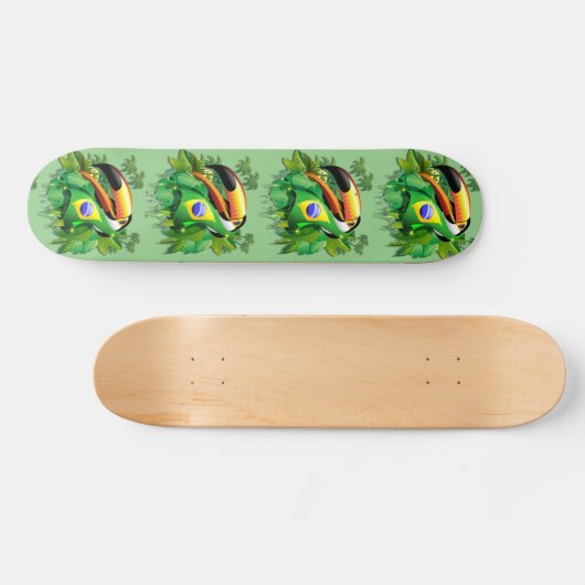 Skateboard Toco Toucan avec Cravate du drapeau brésilien (Horz)