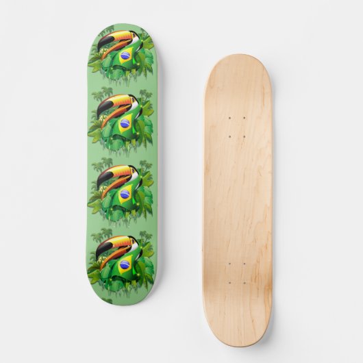 Skateboard Toco Toucan avec Cravate du drapeau brésilien (Recto)