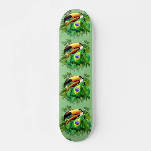 Skateboard Toco Toucan avec Cravate du drapeau brésilien (Devant)
