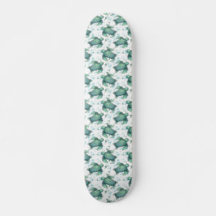 Skateboard tortue de mer à l'aquarelle verte motif bleu anima