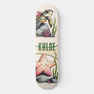 Skateboard Tortue de mer et étoile de mer Ocean Art