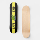 Skateboard Tortue de patinage & calligraphie sur noir & jaune (Recto)