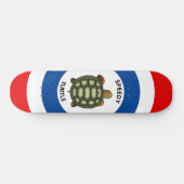 Skateboard Tortue rapide en bleu, rouge et blanc (Horz)