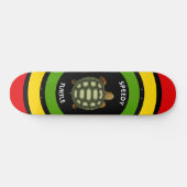 Skateboard Tortue rapide en noir, vert, rouge et jaune (Horz)