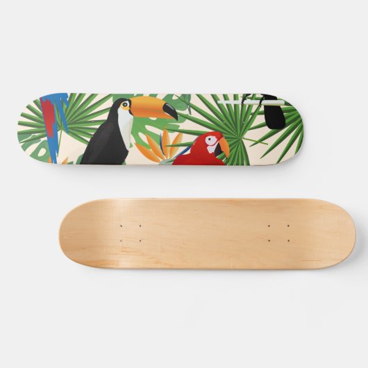 Skateboard Toucans & Parrots Pattern (Horz)