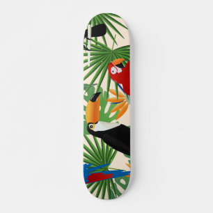 Skateboard Toucans & Parrots Pattern
