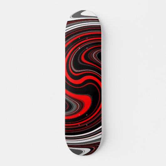 Skateboard Tourbillon de peinture rouge noir blanc (Devant)