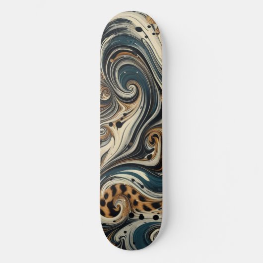 Skateboard Tourbillon Imprimé Léopard Abstrait (Recto)