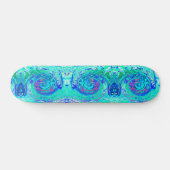 Skateboard Tourbillon Liquide Bleu et Vert Groovy Abstrait Oc (Horz)