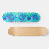 Skateboard Tourbillon Liquide Bleu et Vert Groovy Abstrait Oc (Horz)