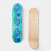 Skateboard Tourbillon Liquide Bleu et Vert Groovy Abstrait Oc (Recto)
