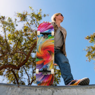Skateboard Tourbillon Moderne Abstrait Arc-en-Ciel Vibrant