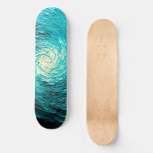 Skateboard Tourbillon océan turquoise abstrait (Recto)