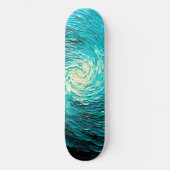 Skateboard Tourbillon océan turquoise abstrait (Recto)