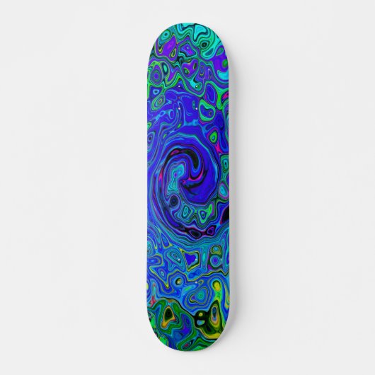 Skateboard Tourbillonnement Liquide Abstrait Violet Bleu Rétr (Devant)