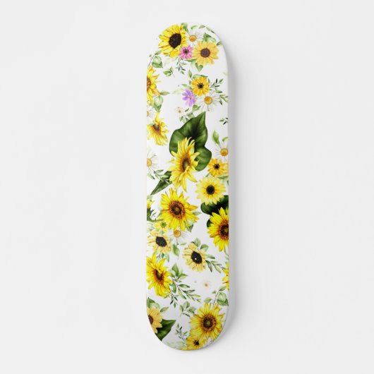 Skateboard Tournesol d'aquarelle 7 (Devant)
