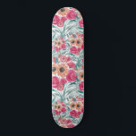 Skateboard Tournesol Fleur sauvage aquarelle motif floral<br><div class="desc">Ce motif rustique et mignon est parfait pour la femme branchée et élégante. Il présente des tournesols jaunes, rouges, turquoises verts, verts forestiers, noirs et roses et des fleurs sauvages sur un arrière - plan blanc simple. C'est artistique, tendance, méridional, sucré, unique et moderne. Profitez de cette aquarelle peinte à...</div>