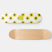 Skateboard Tournesol Monogramme Lettrage à la main Floral Chi (Horz)