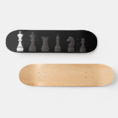 Skateboard Tout l'un blanc noir, pièces d'échecs (Horz)