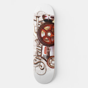 Skateboard Tracteur Steampunk Engrenages Horloge Or Grunge Ro
