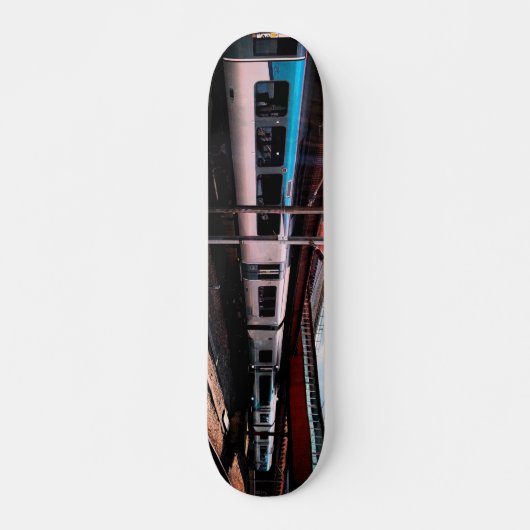 Skateboard Train bleu et argent (Devant)