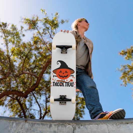 Skateboard Treck Trat Citrouille Sourire (Extérieur 1)