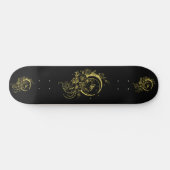 Skateboard Trendy Tattoo Style Floral Crescent Moon Deck (Horz)