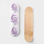 Skateboard Trendy Tattoo Style Floral Crescent Moon Deck (Recto)
