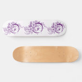 Skateboard Trendy Tattoo Style Floral Crescent Moon Deck (Horz)