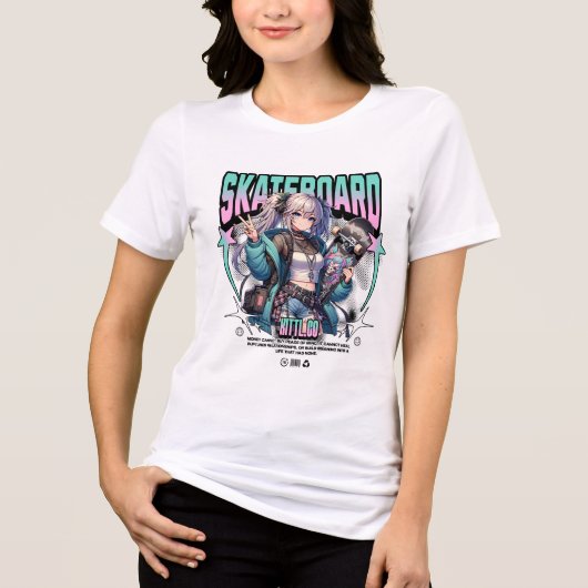Skateboard Tri-Blend Shirt (Voorkant)