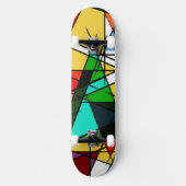 Skateboard Triangle Coloré Géométrique Moderne (Recto)