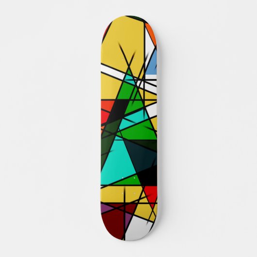 Skateboard Triangle Coloré Géométrique Moderne (Devant)
