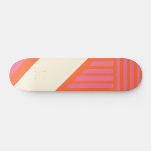 Skateboard Triangle rayures en rose, orange et crème (Horz)